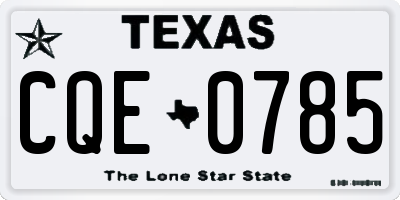 TX license plate CQE0785