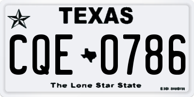 TX license plate CQE0786