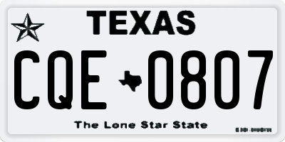 TX license plate CQE0807