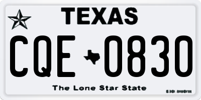 TX license plate CQE0830