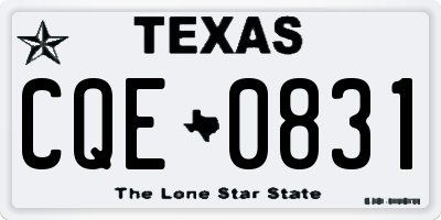 TX license plate CQE0831