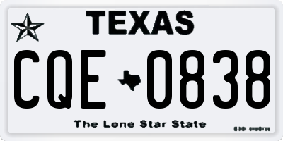 TX license plate CQE0838