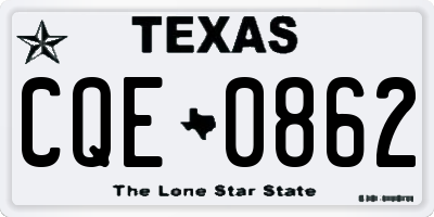 TX license plate CQE0862