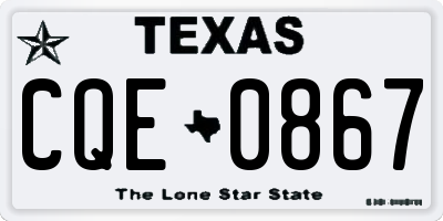 TX license plate CQE0867