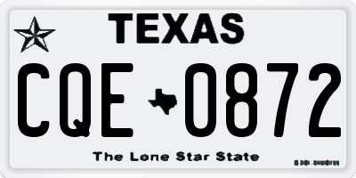 TX license plate CQE0872