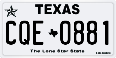 TX license plate CQE0881