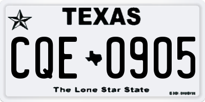 TX license plate CQE0905