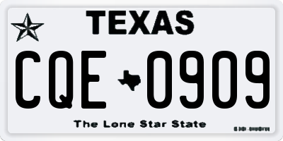 TX license plate CQE0909