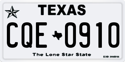 TX license plate CQE0910