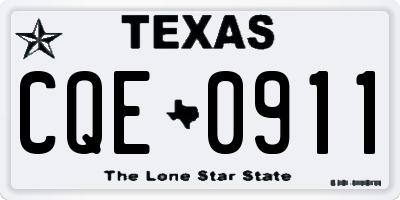 TX license plate CQE0911