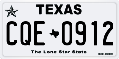 TX license plate CQE0912