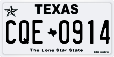 TX license plate CQE0914