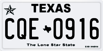 TX license plate CQE0916