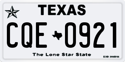 TX license plate CQE0921