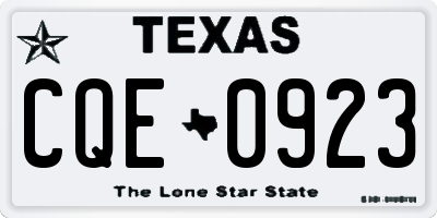 TX license plate CQE0923