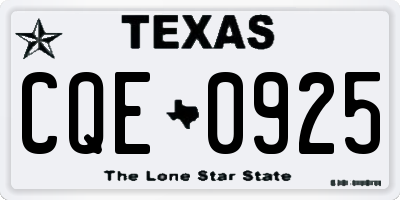 TX license plate CQE0925