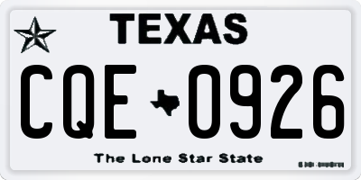 TX license plate CQE0926