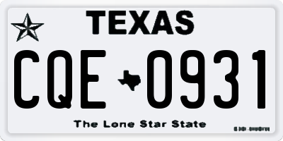 TX license plate CQE0931