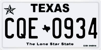 TX license plate CQE0934