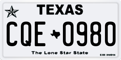 TX license plate CQE0980