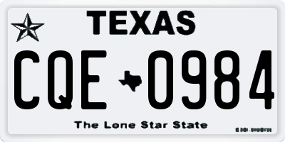 TX license plate CQE0984
