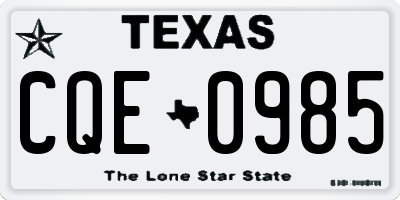 TX license plate CQE0985