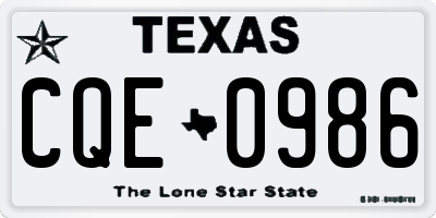 TX license plate CQE0986