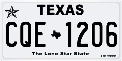 TX license plate CQE1206