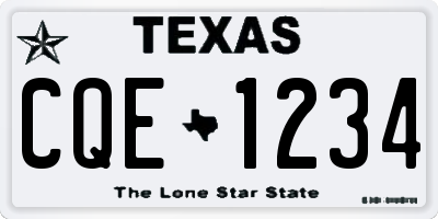 TX license plate CQE1234