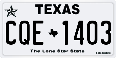 TX license plate CQE1403