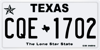 TX license plate CQE1702