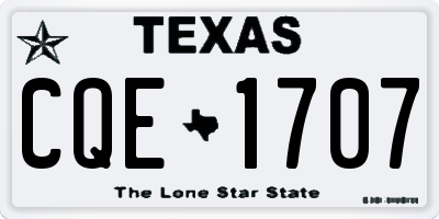 TX license plate CQE1707