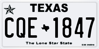 TX license plate CQE1847