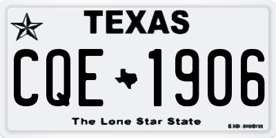 TX license plate CQE1906