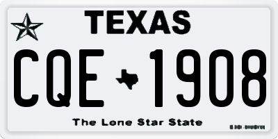 TX license plate CQE1908