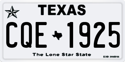 TX license plate CQE1925