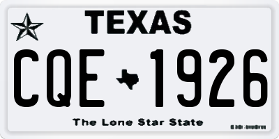 TX license plate CQE1926