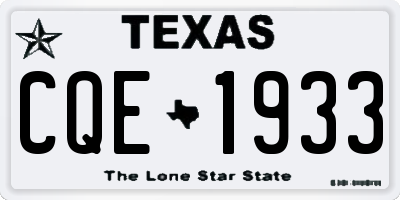 TX license plate CQE1933