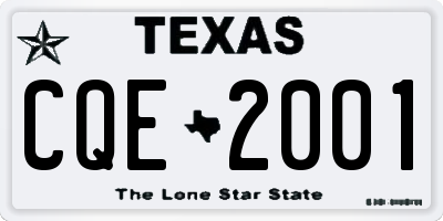 TX license plate CQE2001