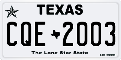 TX license plate CQE2003