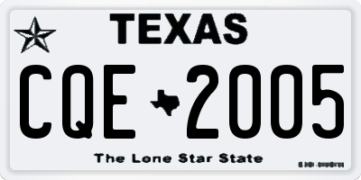 TX license plate CQE2005
