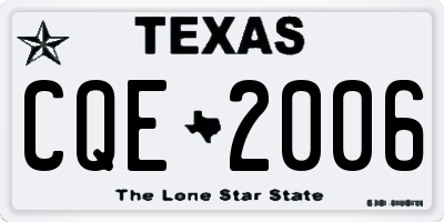 TX license plate CQE2006