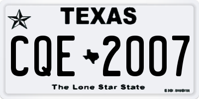 TX license plate CQE2007
