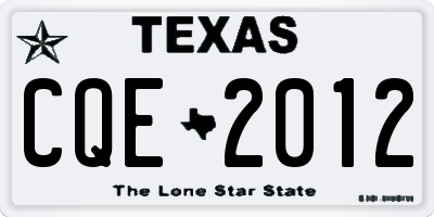 TX license plate CQE2012