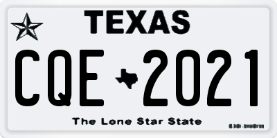 TX license plate CQE2021