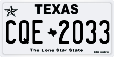 TX license plate CQE2033