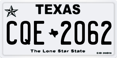TX license plate CQE2062