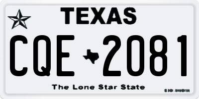 TX license plate CQE2081