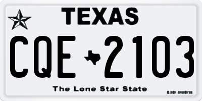 TX license plate CQE2103