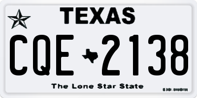 TX license plate CQE2138